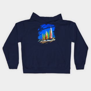 Multicolored sails against the sky Kids Hoodie